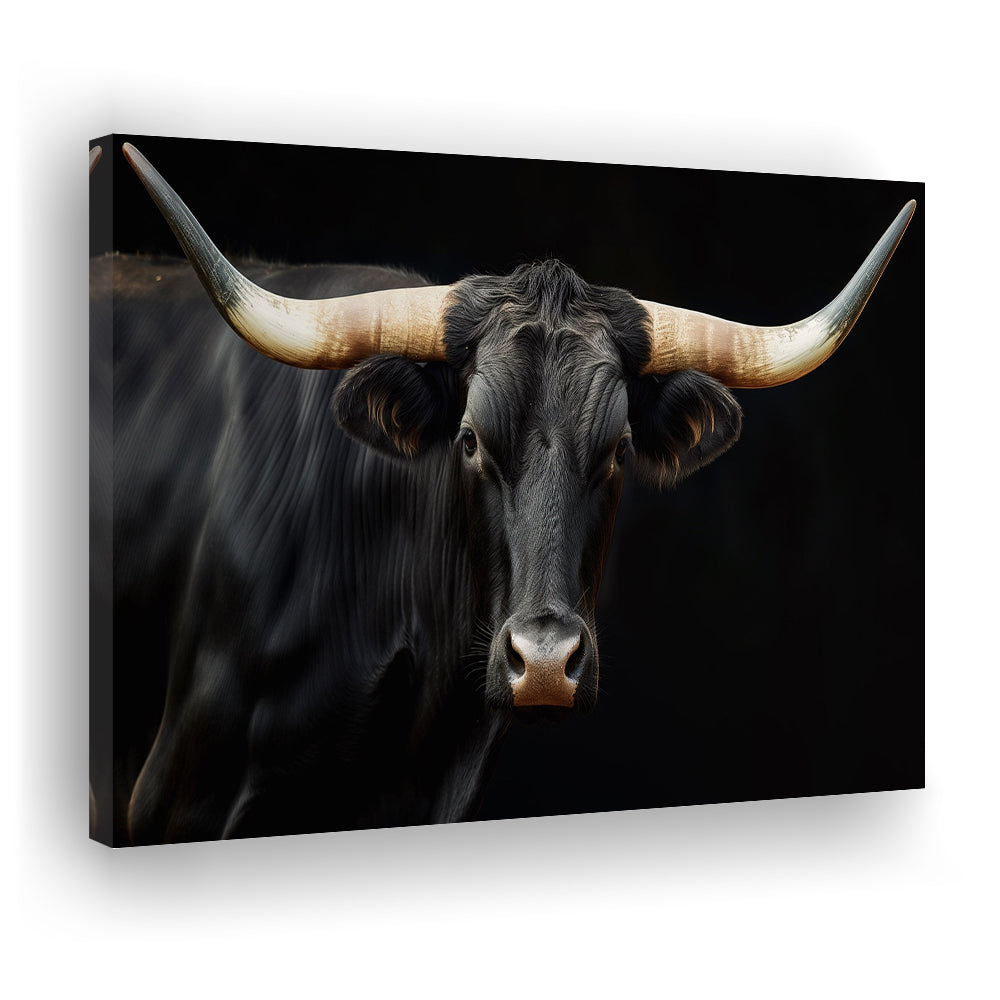 Black Texas Longhorn Cow Extra Large, Farmhouse, Living Room Art, Canvas Print Wall Art, Wall Decor, Painting Canvas
