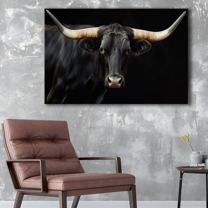 Black Texas Longhorn Cow Extra Large, Farmhouse, Living Room Art, Canvas Print Wall Art, Wall Decor, Painting Canvas