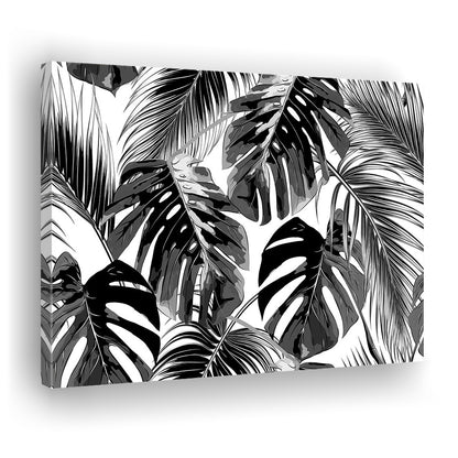 Black and White Tropical Palm Leaves Wall Art, Palm Leaf Wall Art, Cavas Print Wall Art Hom Decor