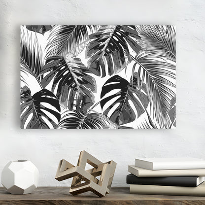 Black and White Tropical Palm Leaves Wall Art, Palm Leaf Wall Art, Cavas Print Wall Art Hom Decor