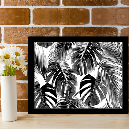 Black And White Tropical Palm Leaves Wall Art, Palm Leaf Wall Art, Framed Art Print, Picture Framed