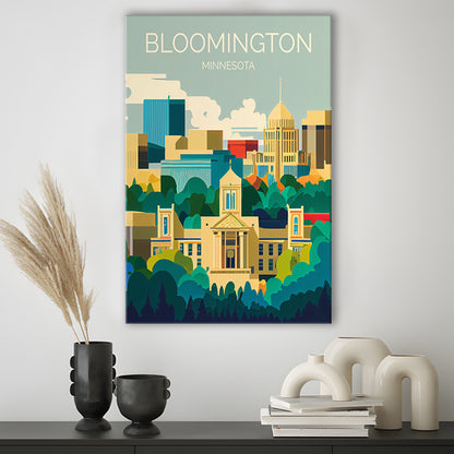 Bloomington Minnesota Retro Art Print, Bloomington City Wall Art, Canvas Print, Painting Canvas, Living Room Decor
