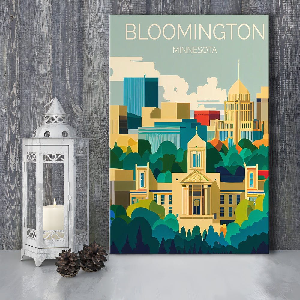 Bloomington Minnesota Retro Art Print, Bloomington City Wall Art, Canvas Print, Painting Canvas, Living Room Decor