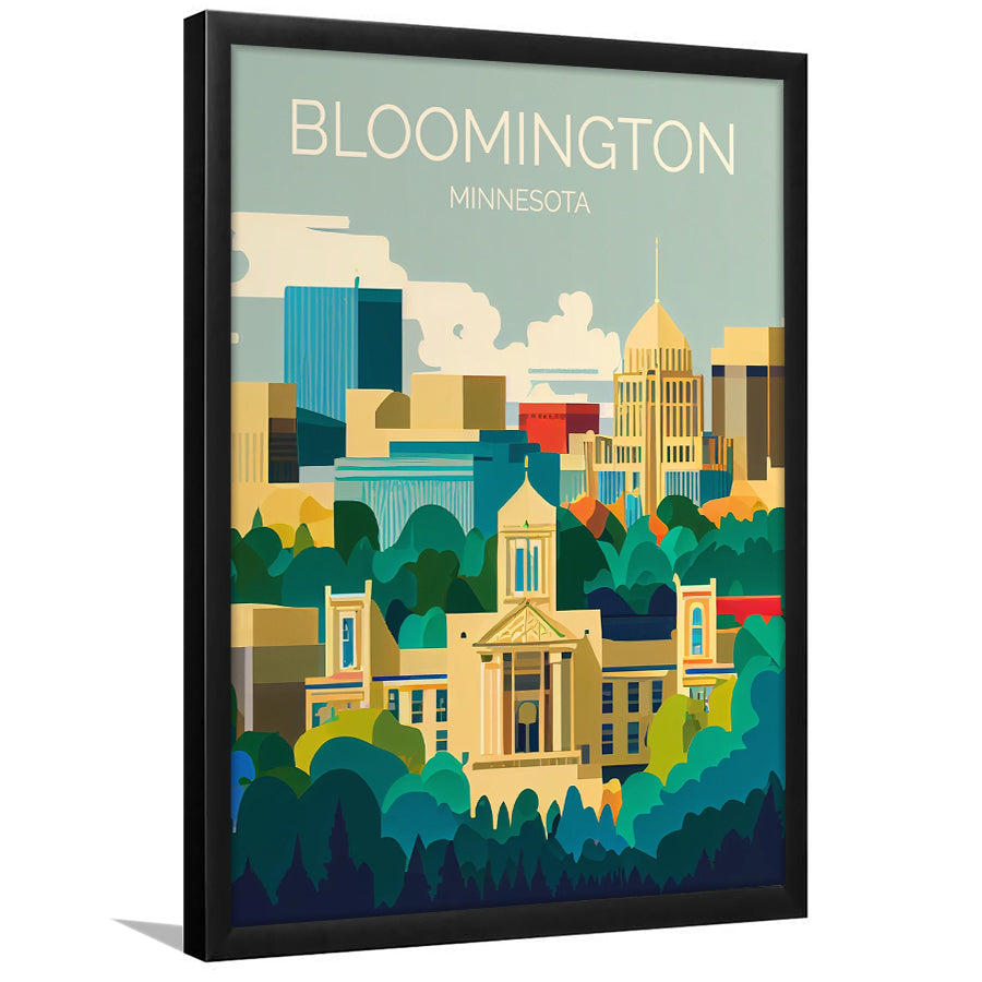 Bloomington Minnesota Retro Art Print, Bloomington City Wall Art, Framed Art Print, Picture Framed, Painting Art