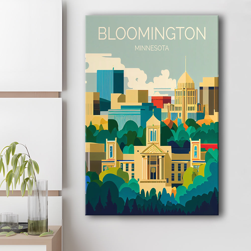 Bloomington Minnesota Retro Art Print, Bloomington City Wall Art, Canvas Print, Painting Canvas, Living Room Decor
