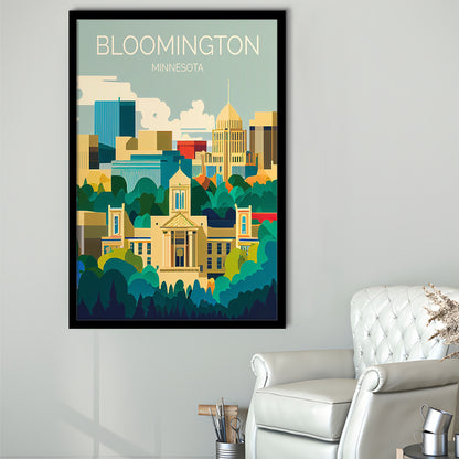 Bloomington Minnesota Retro Art Print, Bloomington City Wall Art, Framed Art Print, Picture Framed, Painting Art