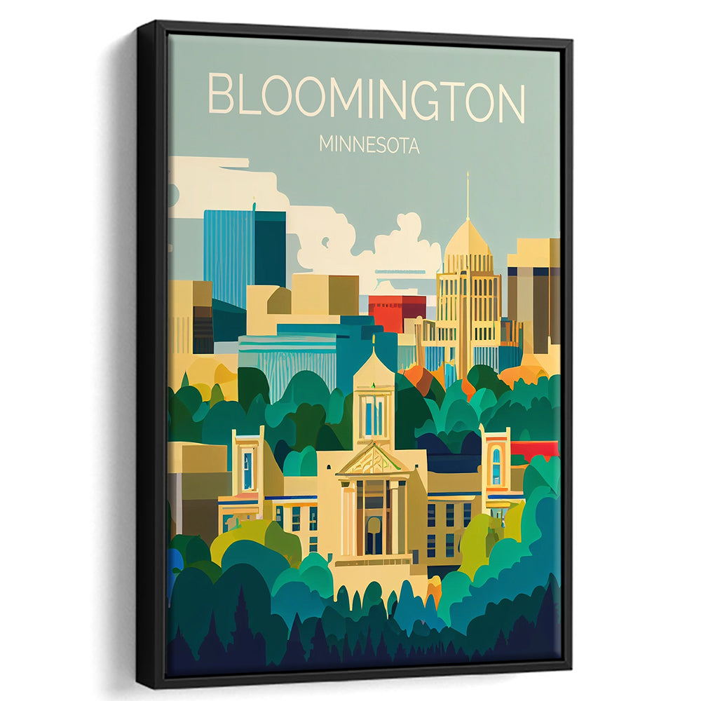 Bloomington Minnesota Retro Art Print, Bloomington City Wall Art, Floating Framed Canvas Print, Framed Picture, Painting Canvas