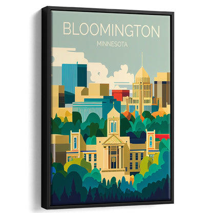 Bloomington Minnesota Retro Art Print, Bloomington City Wall Art, Floating Framed Canvas Print, Framed Picture, Painting Canvas