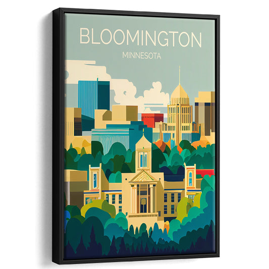Bloomington Minnesota Retro Art Print, Bloomington City Wall Art, Floating Framed Canvas Print, Framed Picture, Painting Canvas
