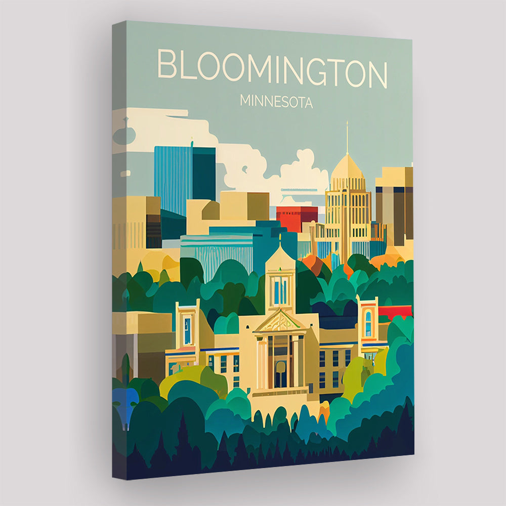 Bloomington Minnesota Retro Art Print, Bloomington City Wall Art, Canvas Print, Painting Canvas, Living Room Decor