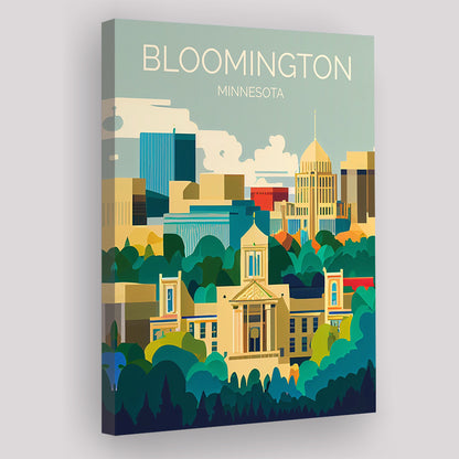 Bloomington Minnesota Retro Art Print, Bloomington City Wall Art, Canvas Print, Painting Canvas, Living Room Decor