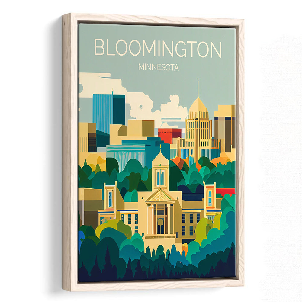 Bloomington Minnesota Retro Art Print, Bloomington City Wall Art, Floating Framed Canvas Print, Framed Picture, Painting Canvas