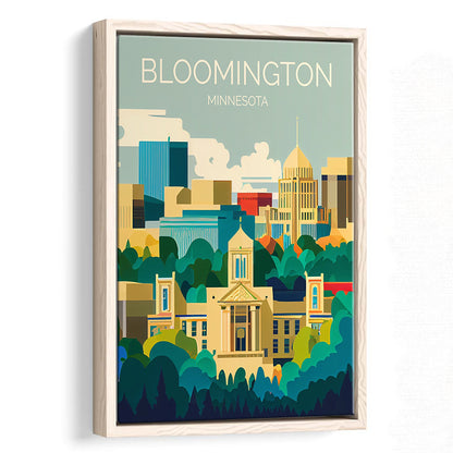 Bloomington Minnesota Retro Art Print, Bloomington City Wall Art, Floating Framed Canvas Print, Framed Picture, Painting Canvas