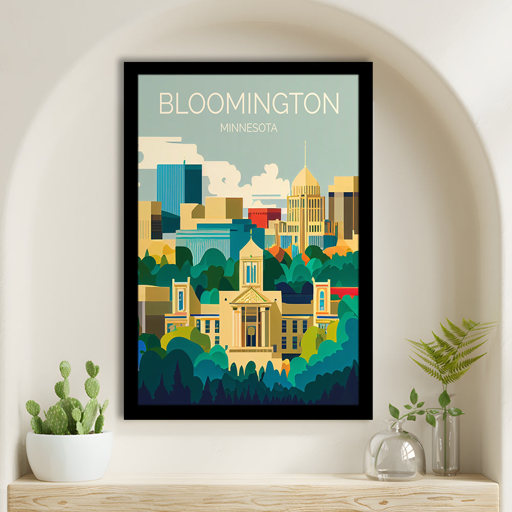 Bloomington Minnesota Retro Art Print, Bloomington City Wall Art, Framed Art Print, Picture Framed, Painting Art