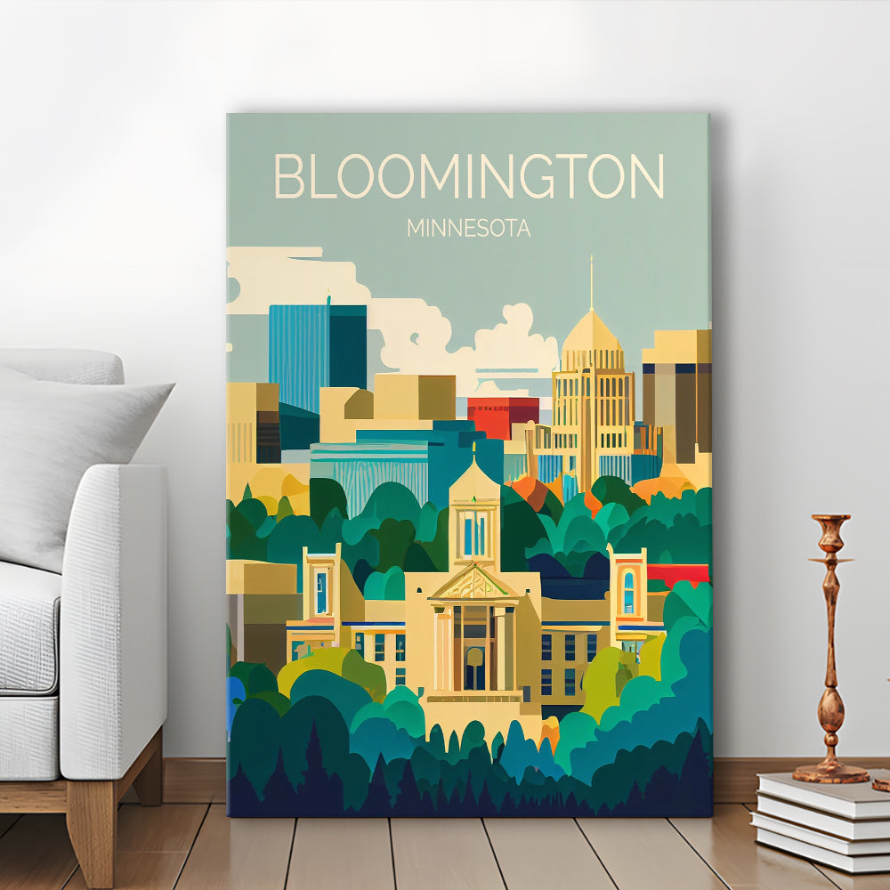 Bloomington Minnesota Retro Art Print, Bloomington City Wall Art, Canvas Print, Painting Canvas, Living Room Decor