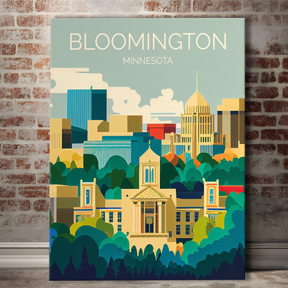 Bloomington Minnesota Retro Art Print, Bloomington City Wall Art, Canvas Print, Painting Canvas, Living Room Decor