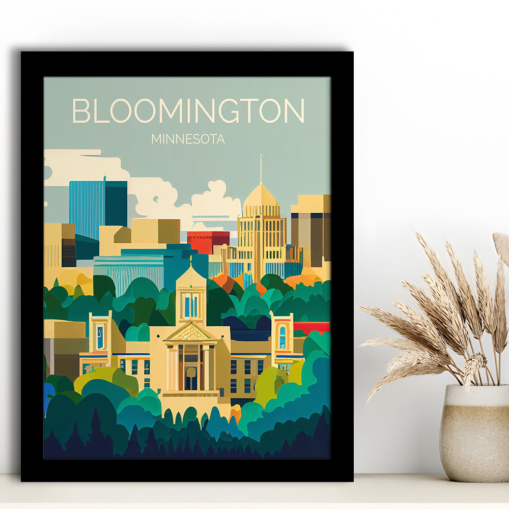 Bloomington Minnesota Retro Art Print, Bloomington City Wall Art, Framed Art Print, Picture Framed, Painting Art