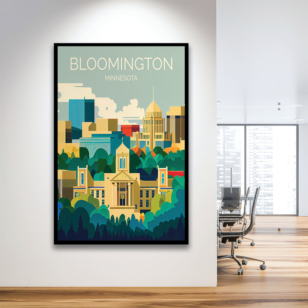 Bloomington Minnesota Retro Art Print, Bloomington City Wall Art, Framed Art Print, Picture Framed, Painting Art