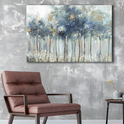 Blue Golden Forest Large Stretched Canvas Floating Frame Wall Art Print, Cavas Print Wall Art Hom Decor