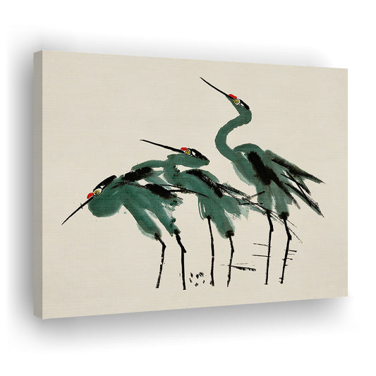 Blue Heron Vintage Print Coastal Canvas Print Wall Art, Gallery Canvas Print Wall Art, Beach House Decor