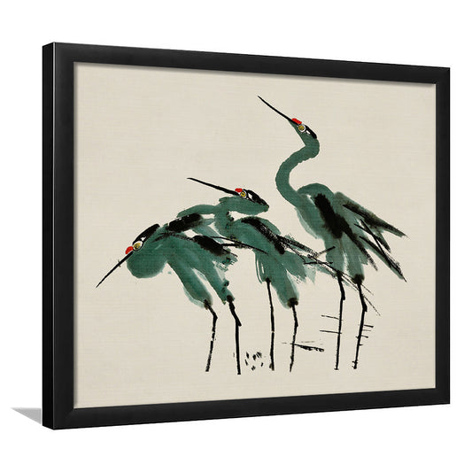 Blue Heron Vintage Print Coastal Framed Art Print Wall Decor, Gallery Framed Art Print Wall Decor, Beach House Decor