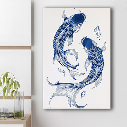 Blue Koi Print, Vintage Print, Trendy Wall Art, Aesthetic Wall Art, Koi Fish Print, Japanese Print, Gift Idea, Canvas Print