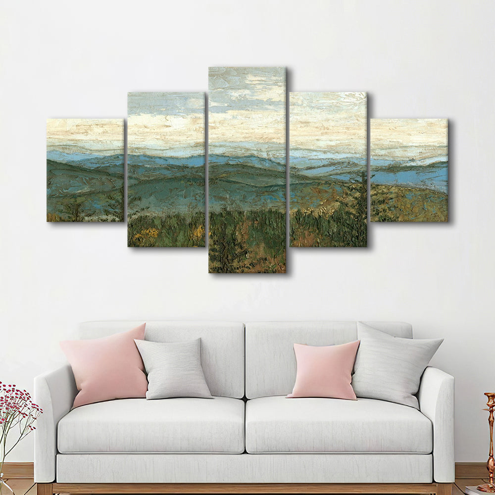 Blue Ridge View II Wall Art, 5 Piece Large Cavas Print Wall Art