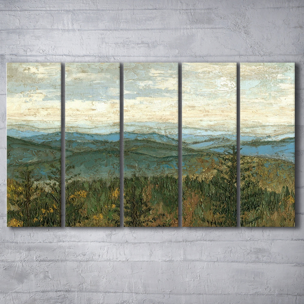 Blue Ridge View II Wall Art, 5 Piece B Extra Large Cavas Print Wall Art Decor
