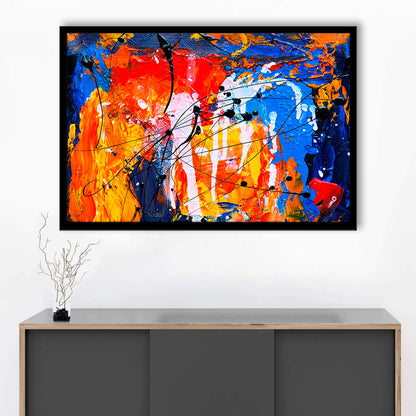 Blue and orange art Colorful Abstract print Abstract painting Modern, Framed Art Print Wall Decor, Picture Framed