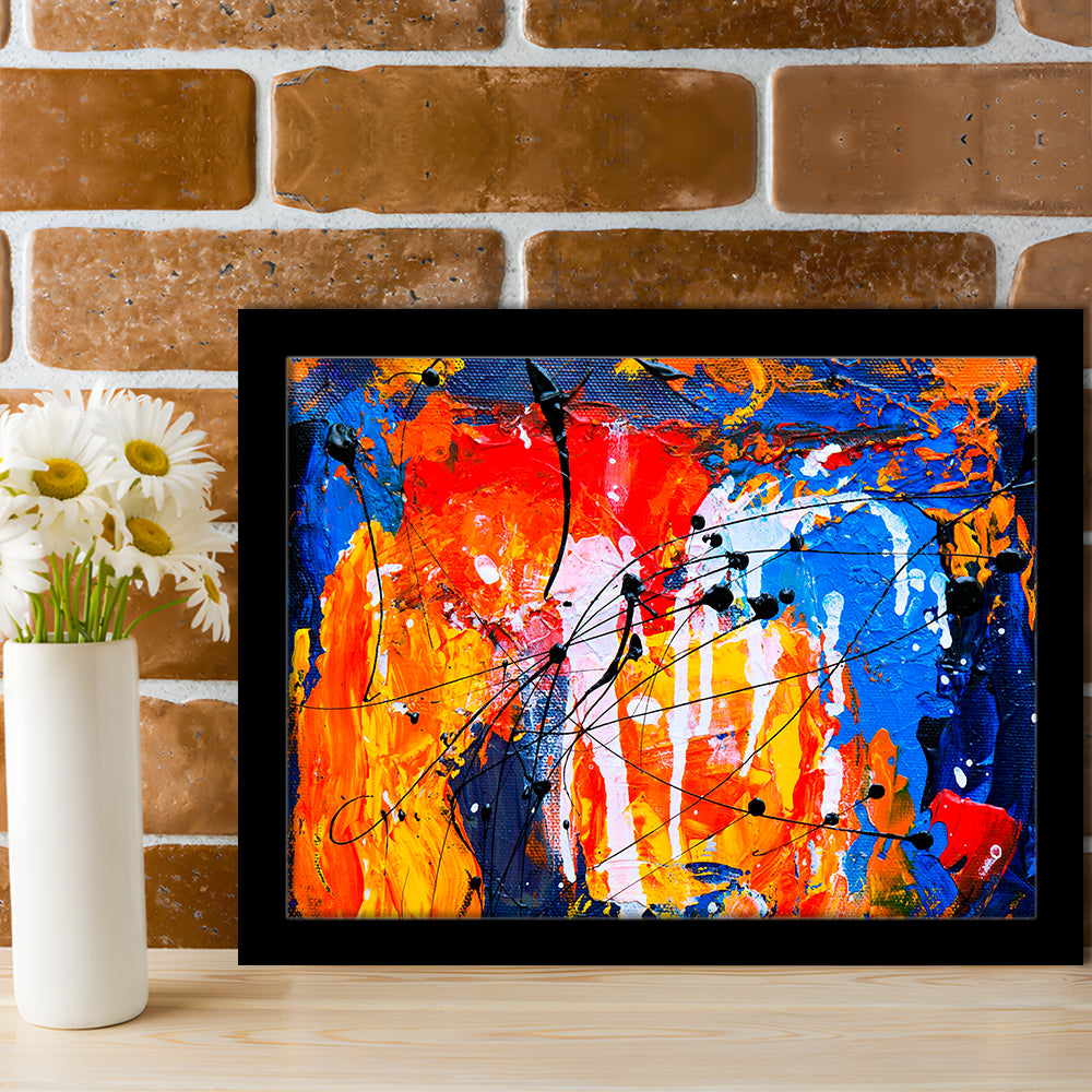 Blue and orange art Colorful Abstract print Abstract painting Modern, Framed Art Print Wall Decor, Picture Framed