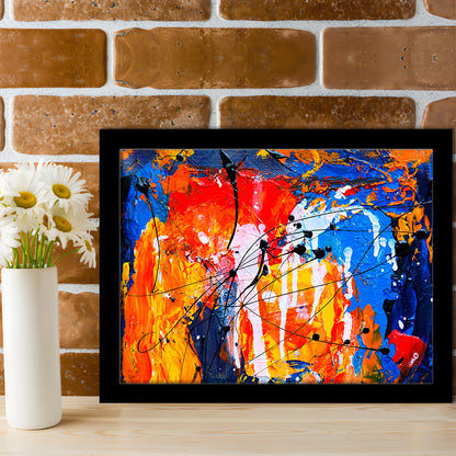 Blue and orange art Colorful Abstract print Abstract painting Modern, Framed Art Print Wall Decor, Picture Framed