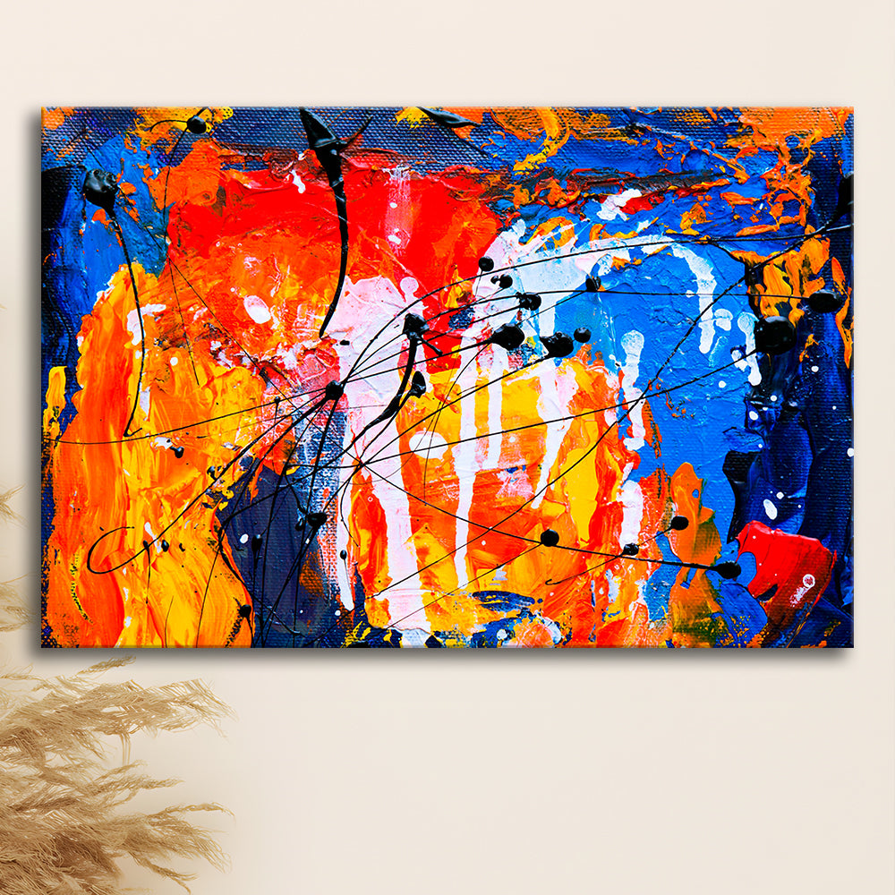 Blue And Orange Art Colorful Abstract Print Abstract Painting Modern, Canvas Print Wall Art, Wall Decor, Painting Canvas