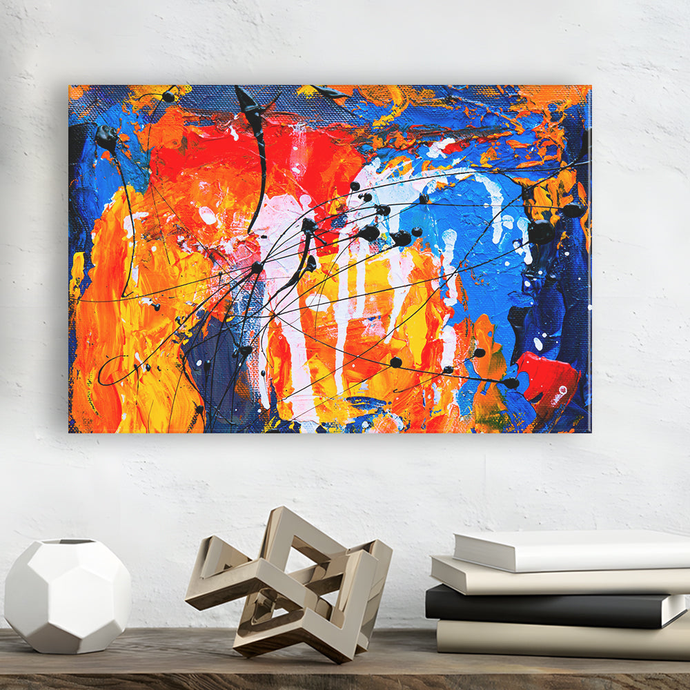 Blue And Orange Art Colorful Abstract Print Abstract Painting Modern, Canvas Print Wall Art, Wall Decor, Painting Canvas