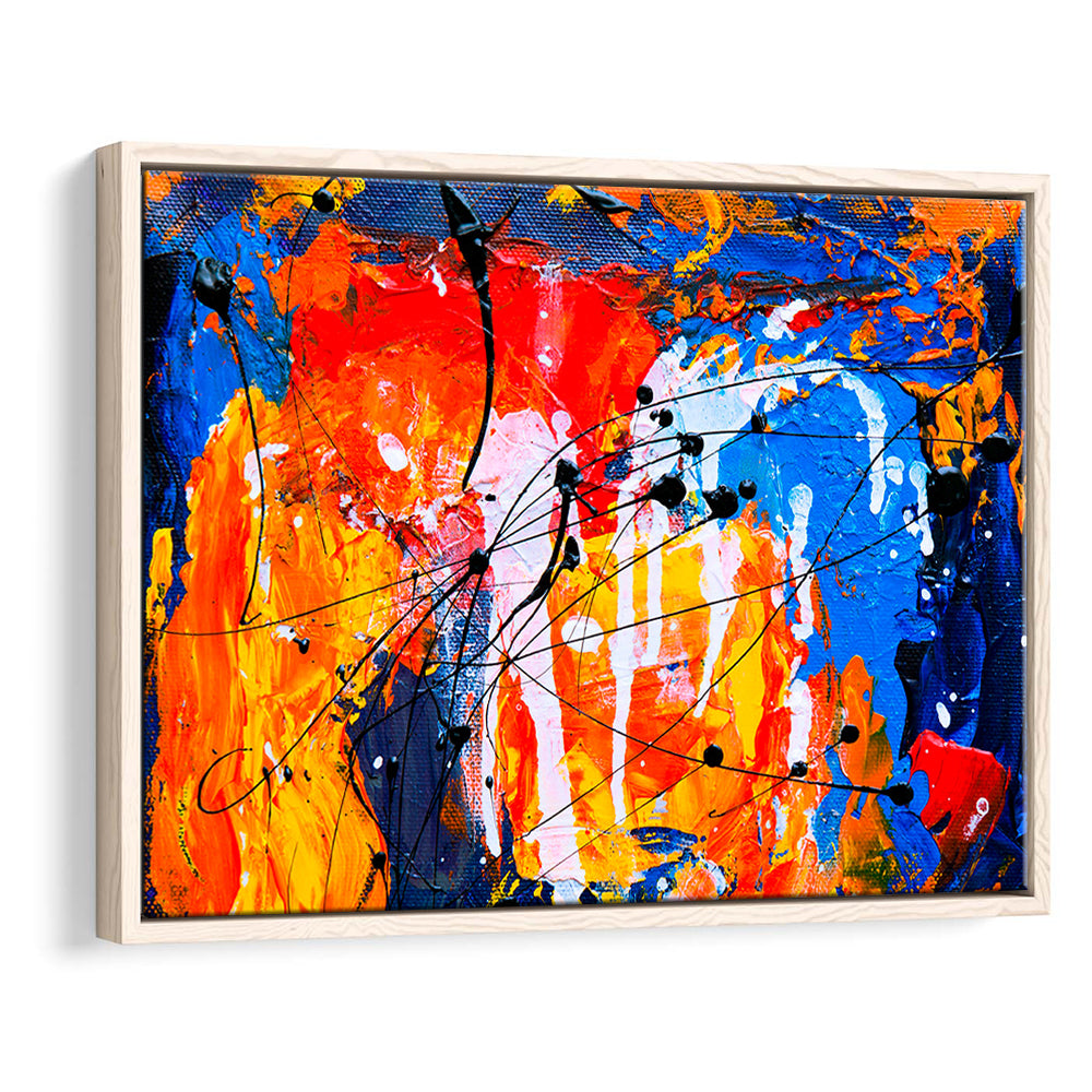 Blue And Orange Art Colorful Abstract Print Abstract Painting Modern, Framed Canvas Print Wall Art, Floating Frame