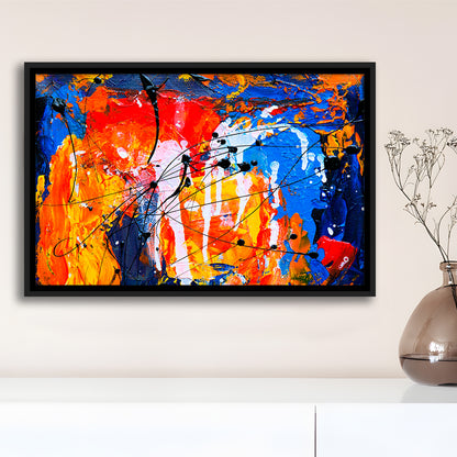 Blue And Orange Art Colorful Abstract Print Abstract Painting Modern, Framed Canvas Print Wall Art, Floating Frame