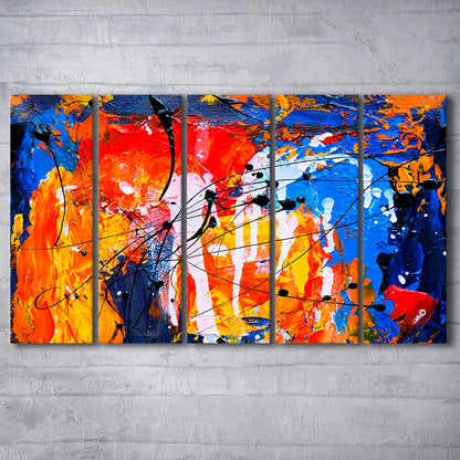 Blue and orange art Colorful Abstract print Abstract painting Modern, 5 Panel B Canvas Print Wall Art, Extra Large Canvas
