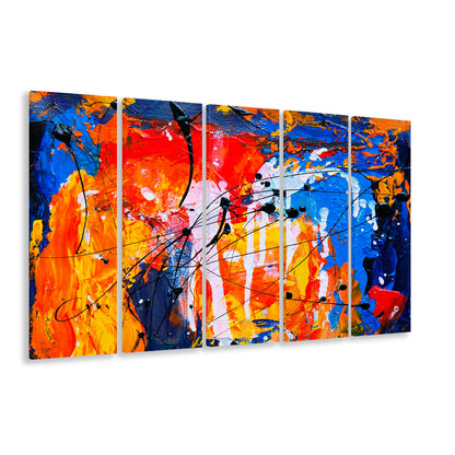Blue and orange art Colorful Abstract print Abstract painting Modern, 5 Panel B Canvas Print Wall Art, Extra Large Canvas