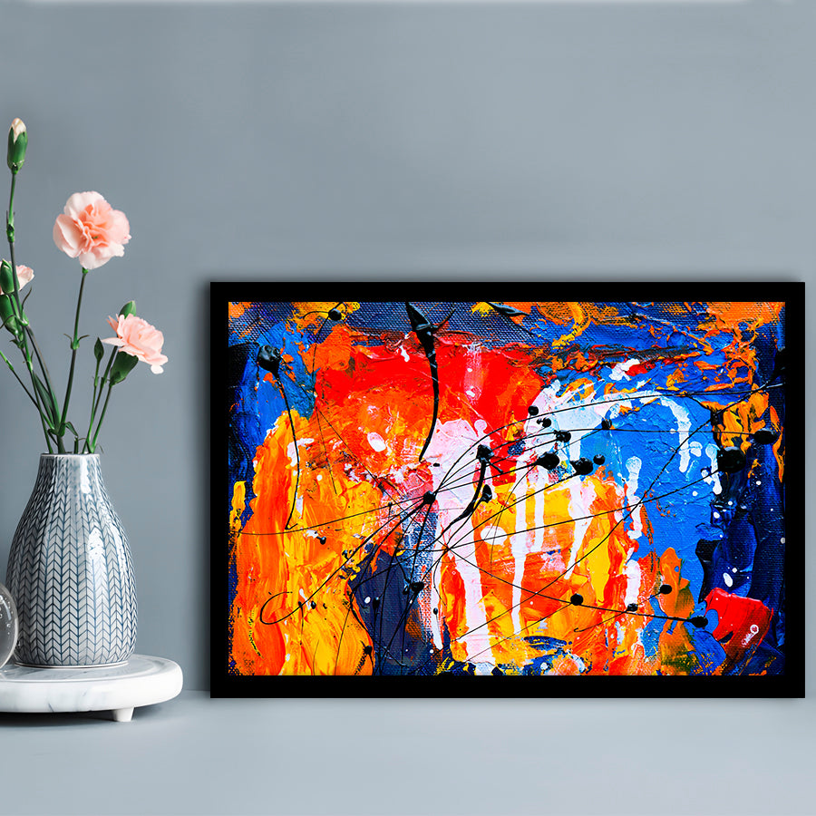 Blue and orange art Colorful Abstract print Abstract painting Modern, Framed Art Print Wall Decor, Picture Framed