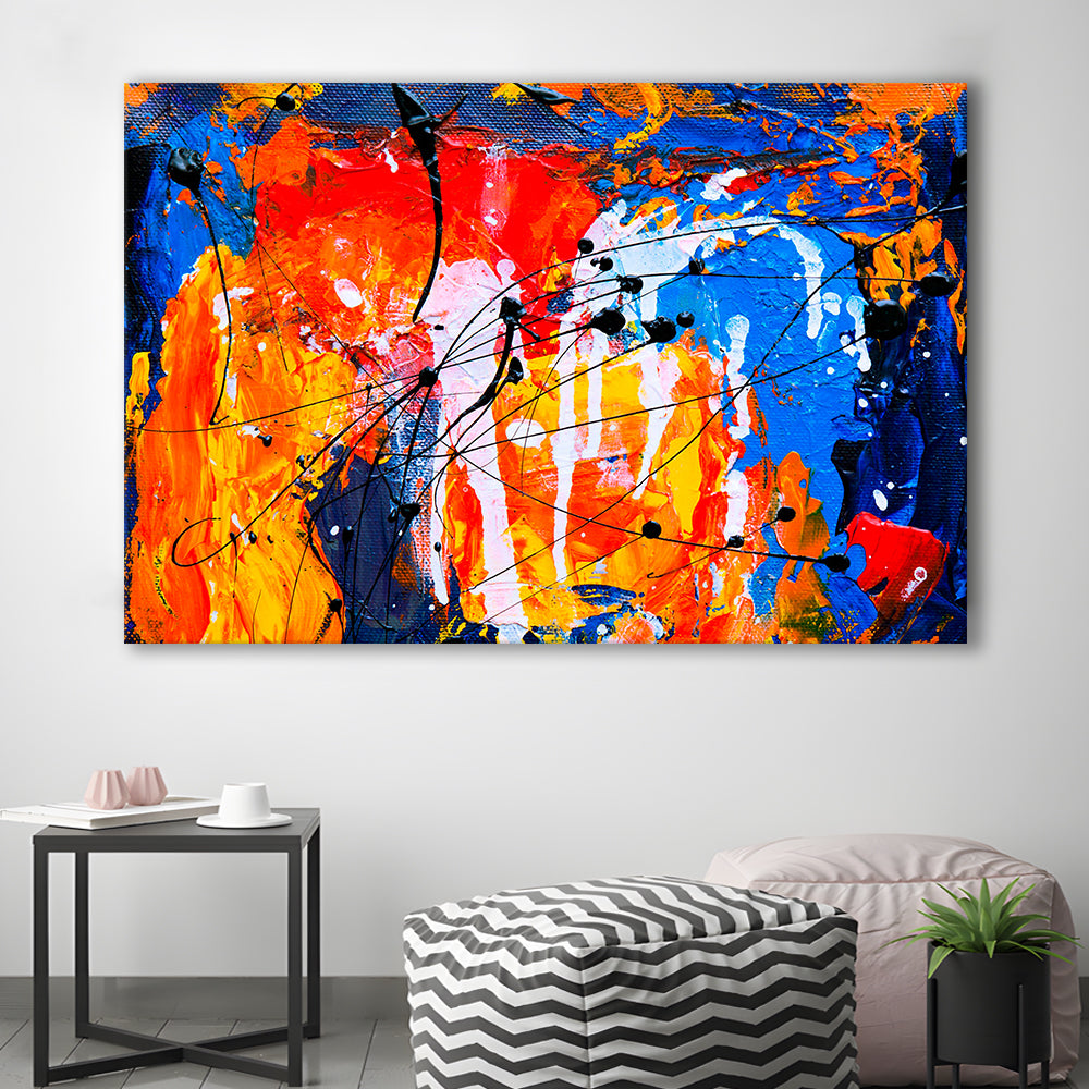 Blue And Orange Art Colorful Abstract Print Abstract Painting Modern, Canvas Print Wall Art, Wall Decor, Painting Canvas