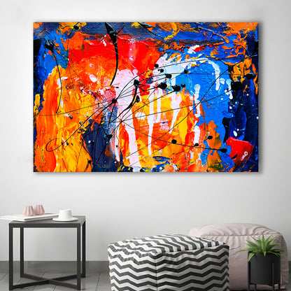 Blue And Orange Art Colorful Abstract Print Abstract Painting Modern, Canvas Print Wall Art, Wall Decor, Painting Canvas