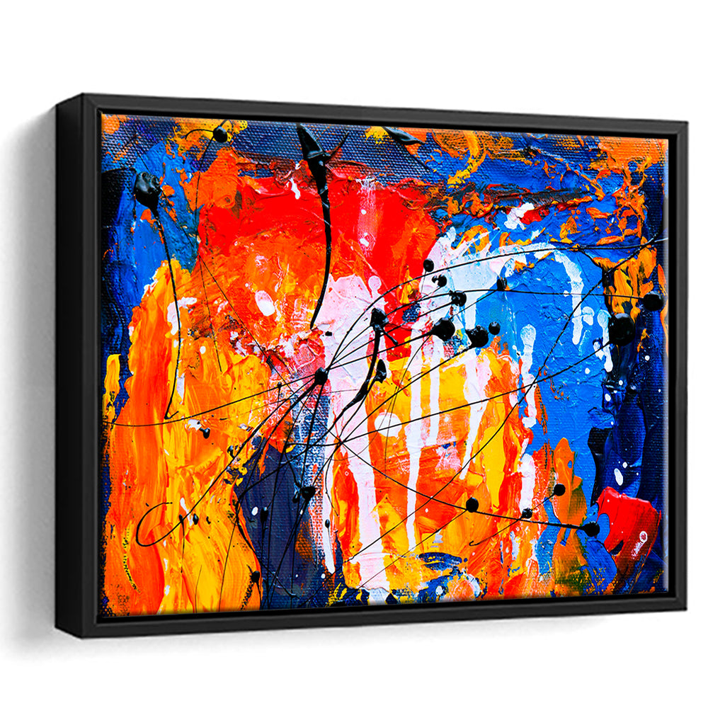 Blue And Orange Art Colorful Abstract Print Abstract Painting Modern, Framed Canvas Print Wall Art, Floating Frame