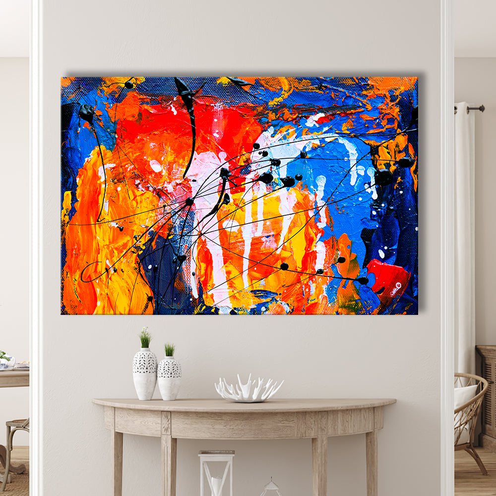 Blue And Orange Art Colorful Abstract Print Abstract Painting Modern, Canvas Print Wall Art, Wall Decor, Painting Canvas