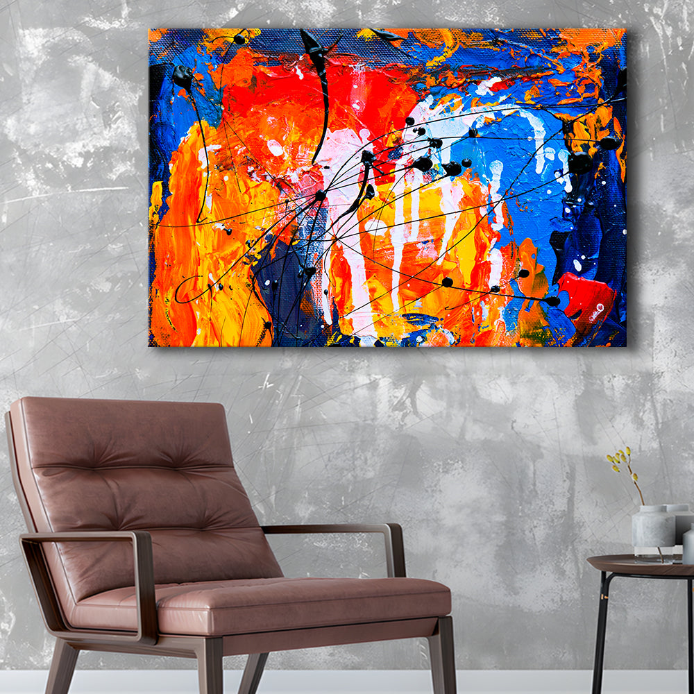 Blue And Orange Art Colorful Abstract Print Abstract Painting Modern, Canvas Print Wall Art, Wall Decor, Painting Canvas