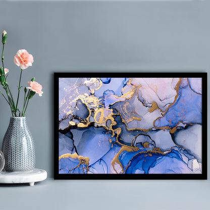 Blue purple gold Marble painting  Blue gold Abstract print, Framed Art Print Wall Decor, Picture Framed