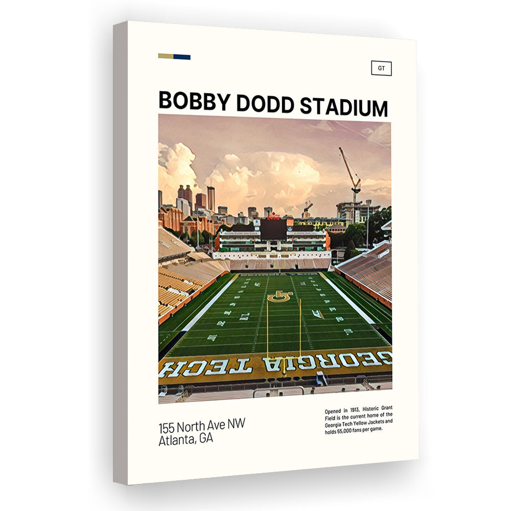 Bobby Dodd Stadium Print, Georgia Tech Yellow Jackets Stadium Canvas Art, Fan Gifts, Sport Art, Canvas Print Wall Art