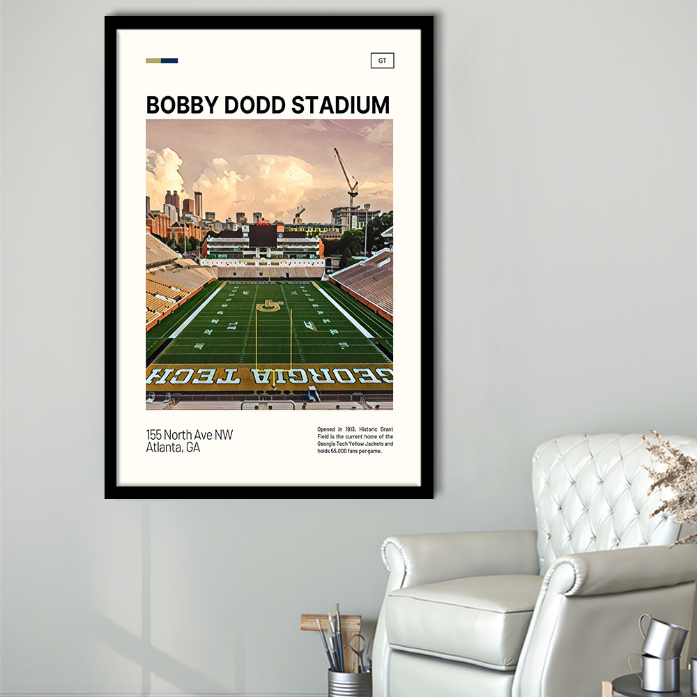 Bobby Dodd Stadium Print, Georgia Tech Yellow Jackets Stadium Art, Gifts for him, Sport Art, Framed Art Print Wall Decor