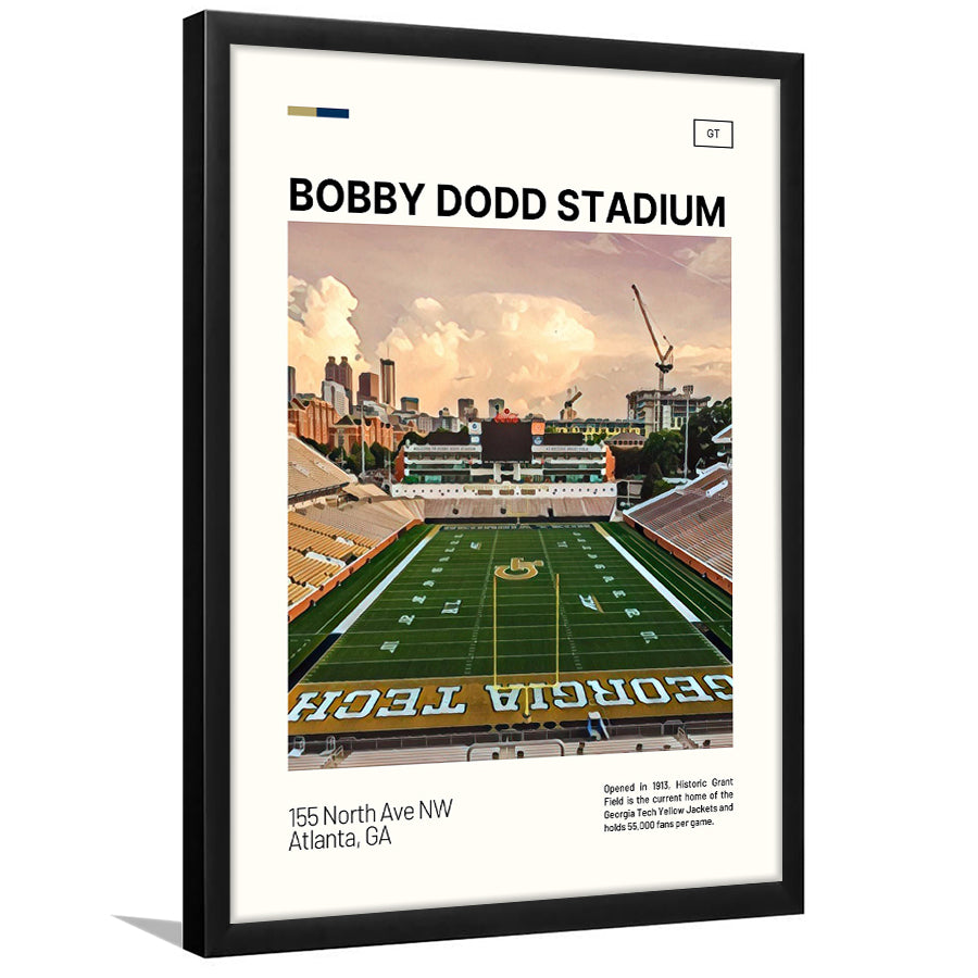 Bobby Dodd Stadium Print, Georgia Tech Yellow Jackets Stadium Art, Gifts for him, Sport Art, Framed Art Print Wall Decor