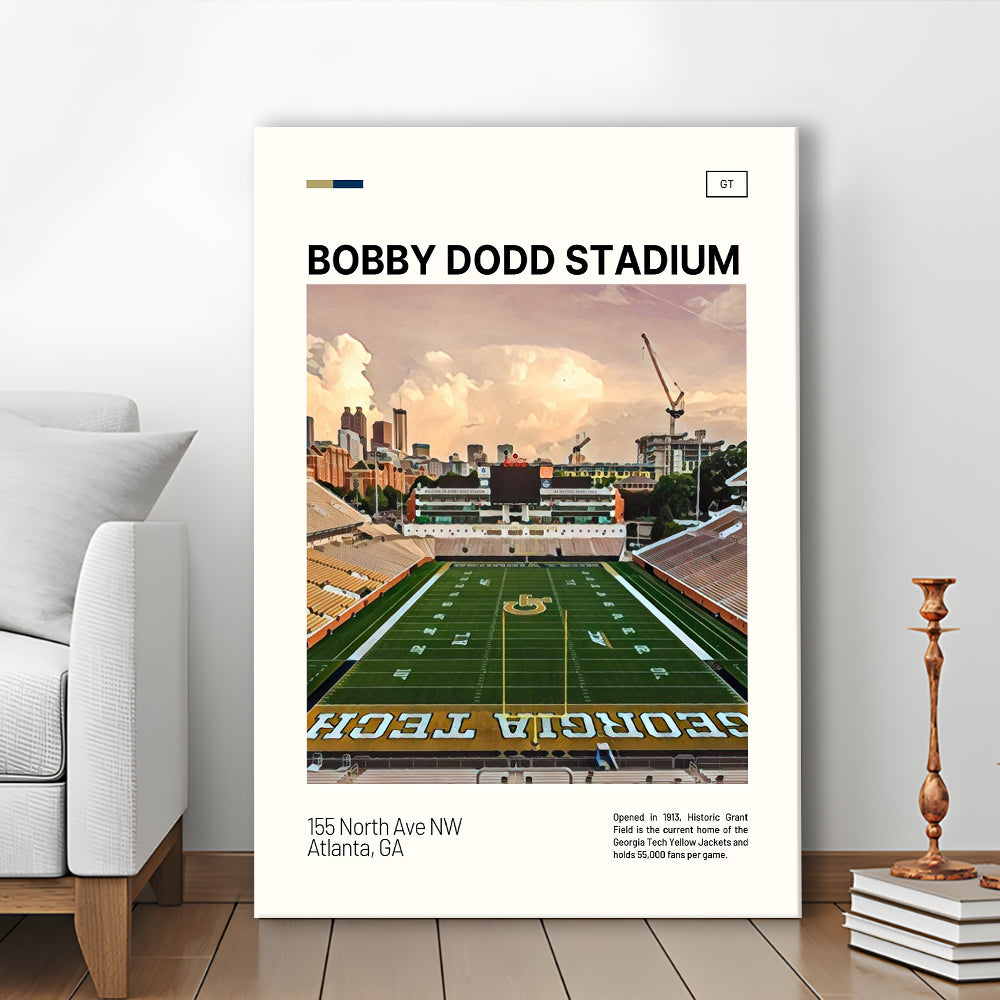 Bobby Dodd Stadium Print, Georgia Tech Yellow Jackets Stadium Canvas Art, Fan Gifts, Sport Art, Canvas Print Wall Art