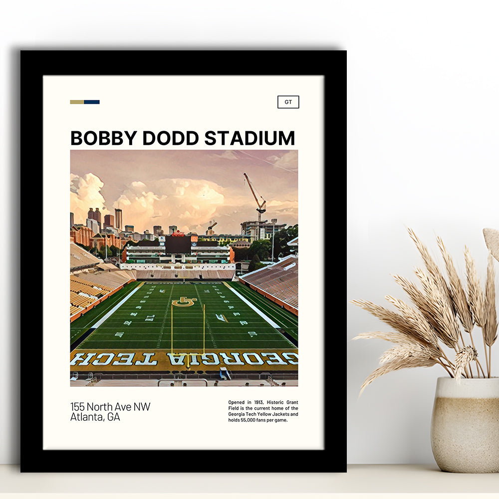 Bobby Dodd Stadium Print, Georgia Tech Yellow Jackets Stadium Art, Gifts for him, Sport Art, Framed Art Print Wall Decor