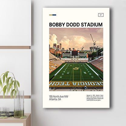 Bobby Dodd Stadium Print, Georgia Tech Yellow Jackets Stadium Canvas Art, Fan Gifts, Sport Art, Canvas Print Wall Art